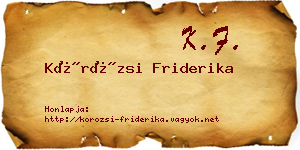 Körözsi Friderika névjegykártya